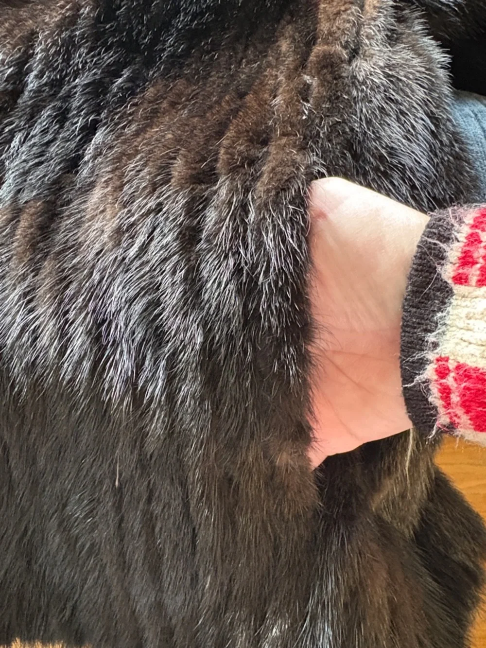 Saga Mink Brand Dark Brown/Black Mink Fur Jacket - Picture 7 of 9